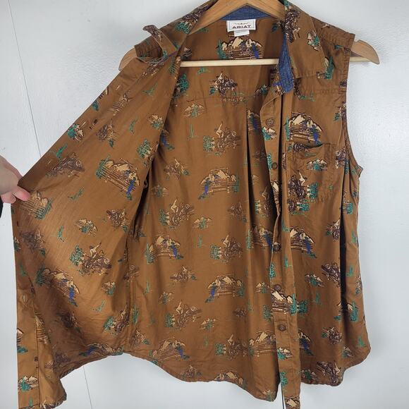 ARIAT Cowgirl Sleeveless Button Up Collared Western Top | Large - Picture 6 of 12